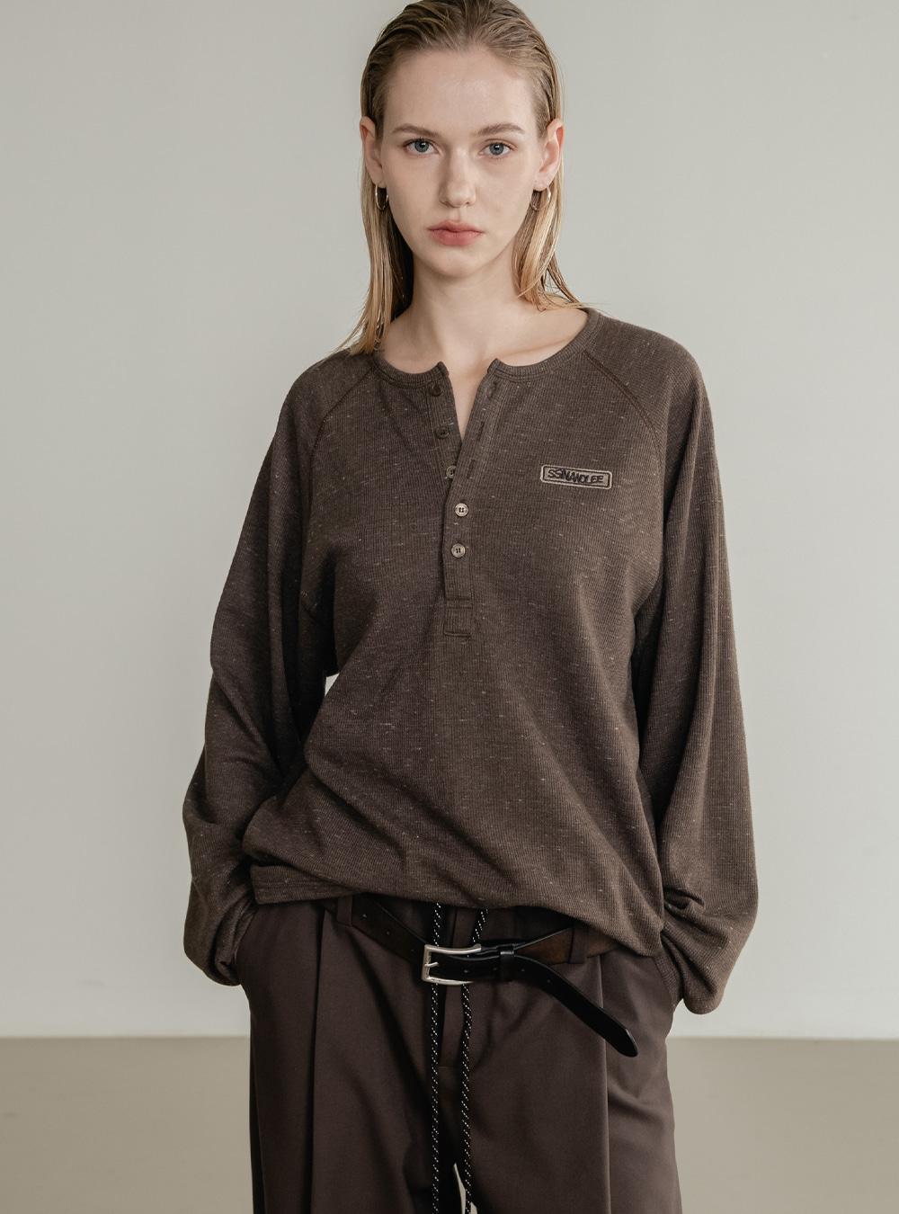 (W) 올드 웨스트 와플 헨리넥 티셔츠 카키