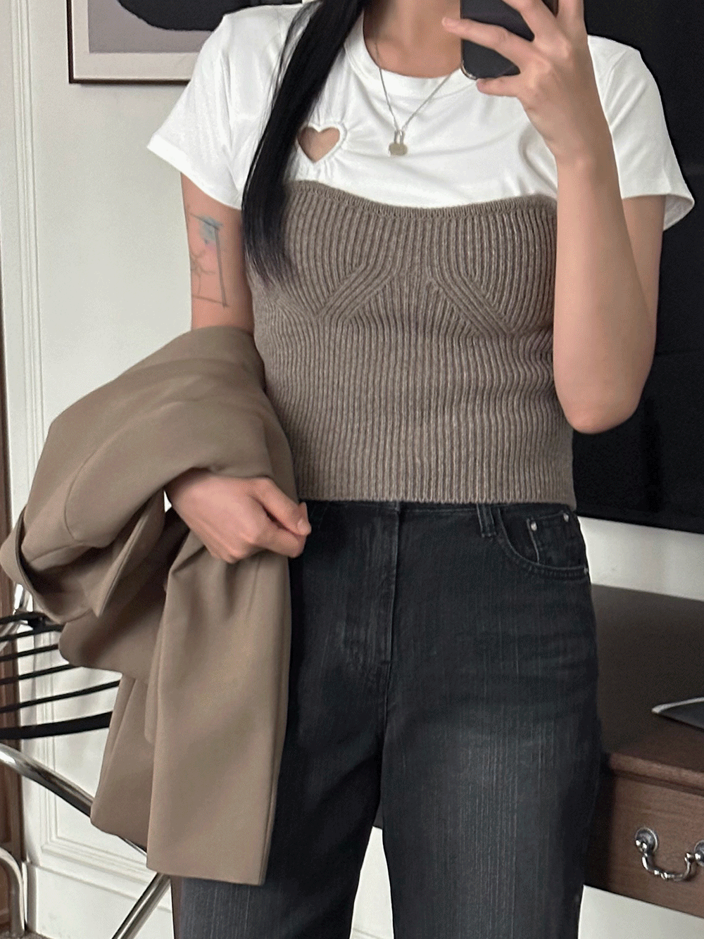 ♡당일출고♡로린 골지 니트 튜브 뷔스티에 탑 - knit (4color)