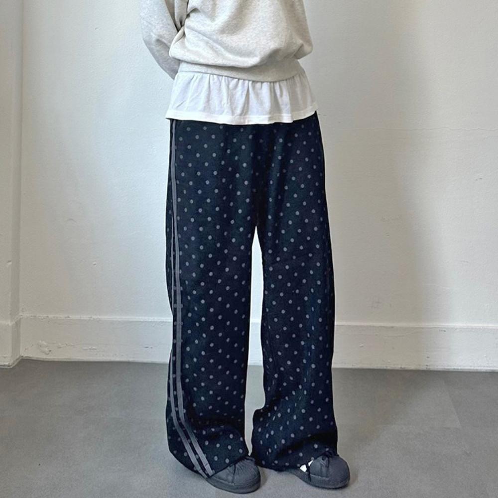 코듀로이 도트트랙팬츠 땡땡이골덴바지 츄리닝바지 (3colors)