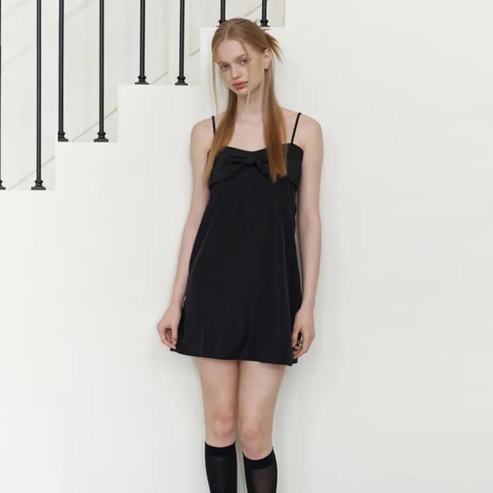 romance ribbon dress - black