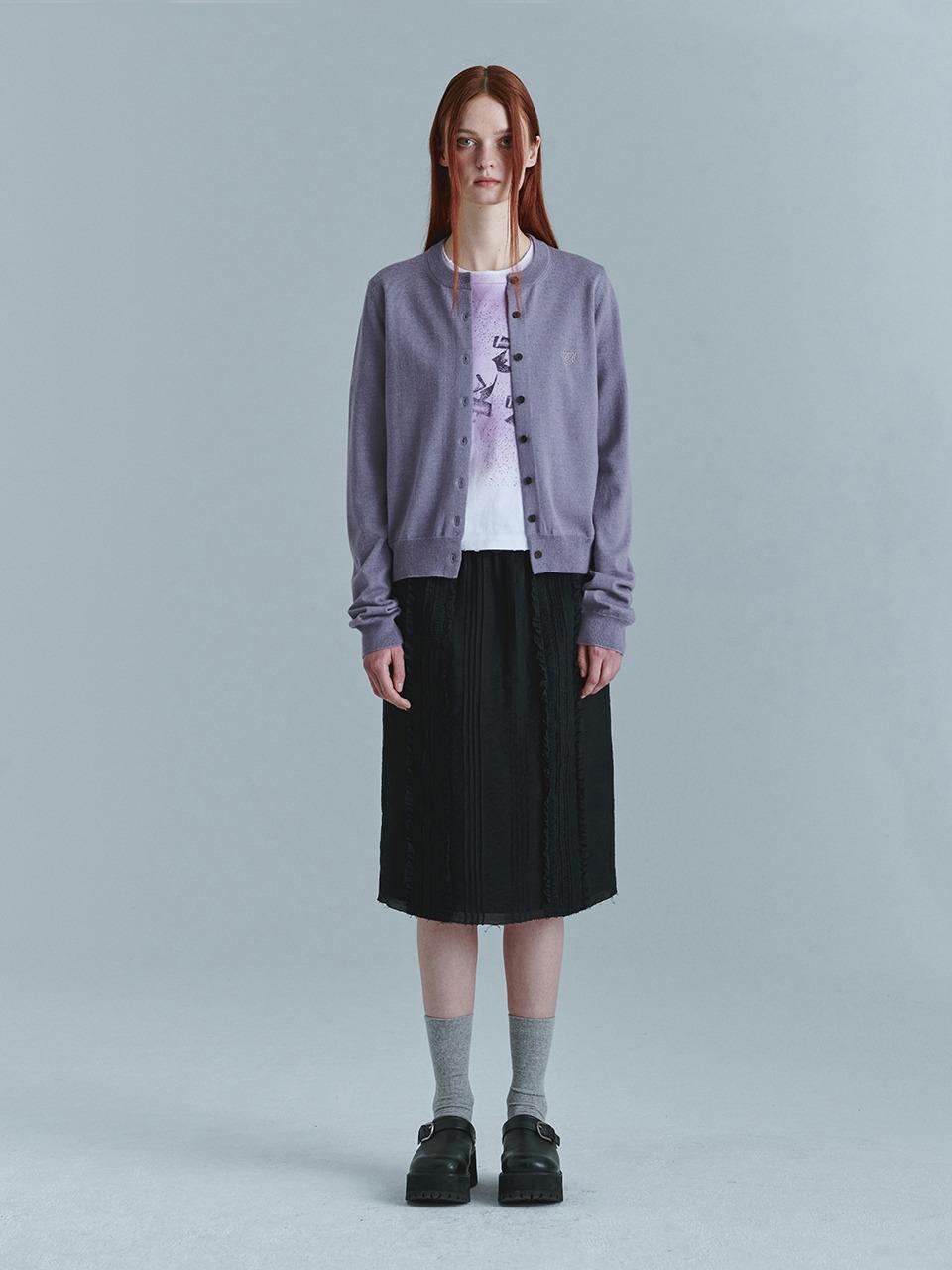 RUFFLE BANDING MIDI SKIRT_black