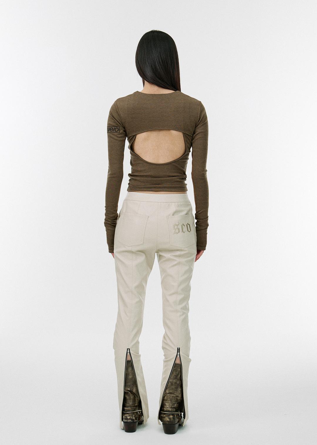 FAUX LEATHER PANTS CREAM