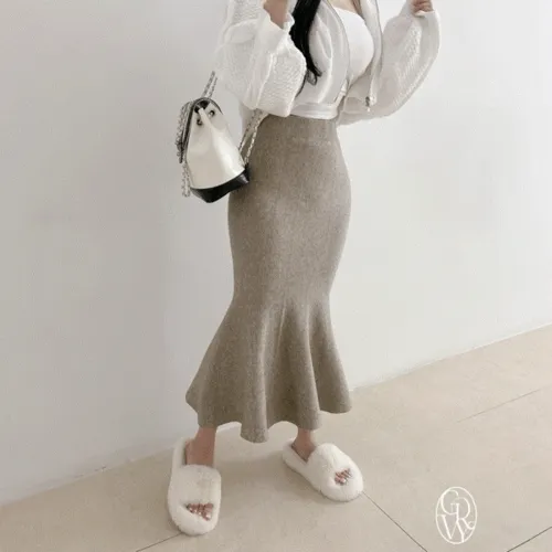 소프트 머메이드 니트 롱 스커트 3 COLORS