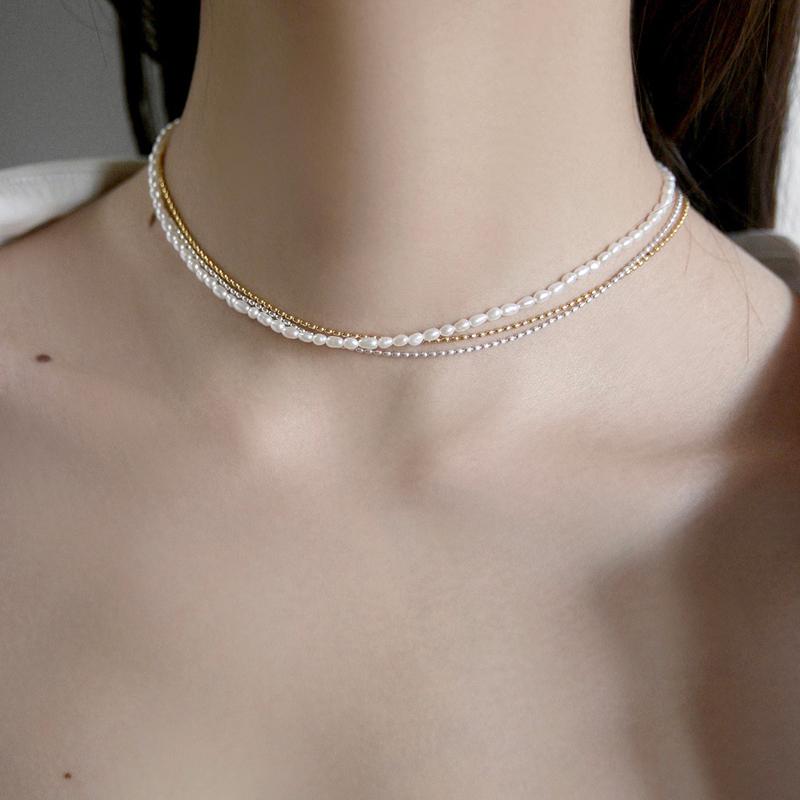 미니 데일리 진주 목걸이 (담수진주)