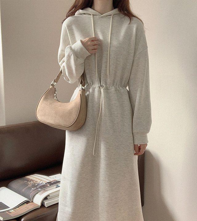 디저트 스트링 겨울 기모 후드 롱원피스_룩앤무드