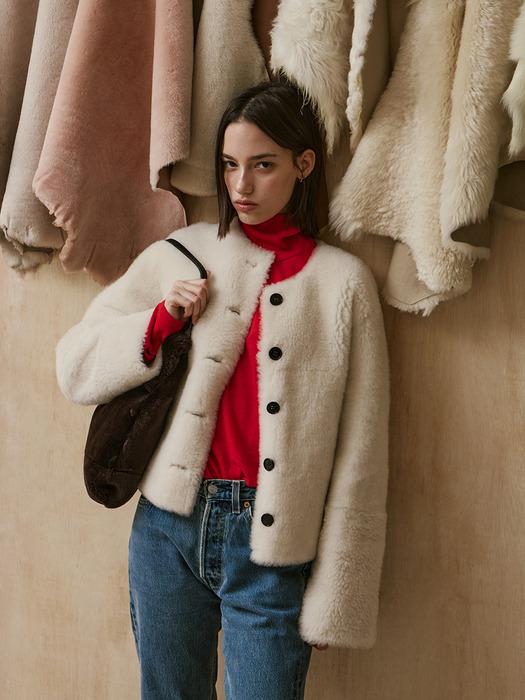 라콘 캐시미어 무스탕 자켓