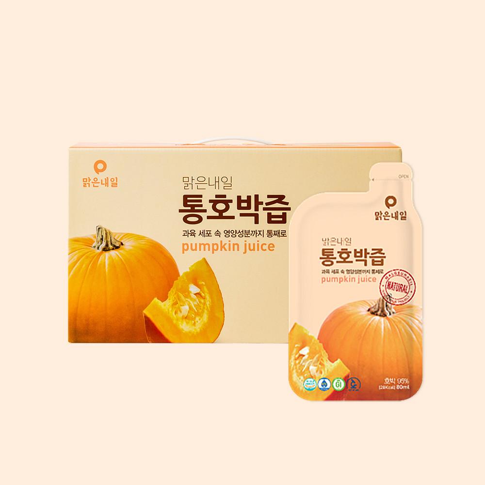 맑은내일 통건강즙 호박즙 100% 늙은호박 임산부 산모 효소분해 80ml x 30포