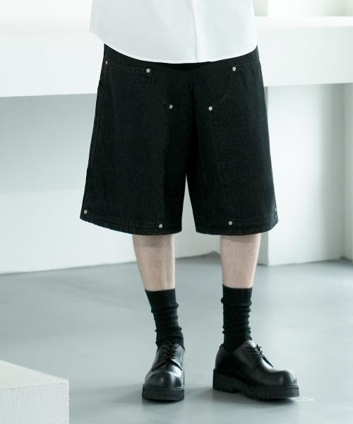 M227 카펜터 버뮤다 데님 팬츠_블랙