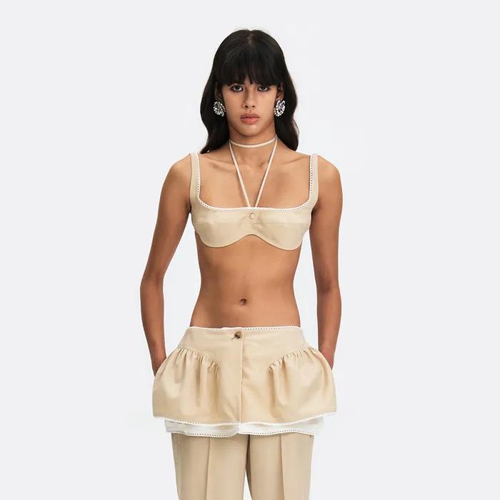 BUSTIER BRA WITH NECK STRAP TIE - EGGNOCK
