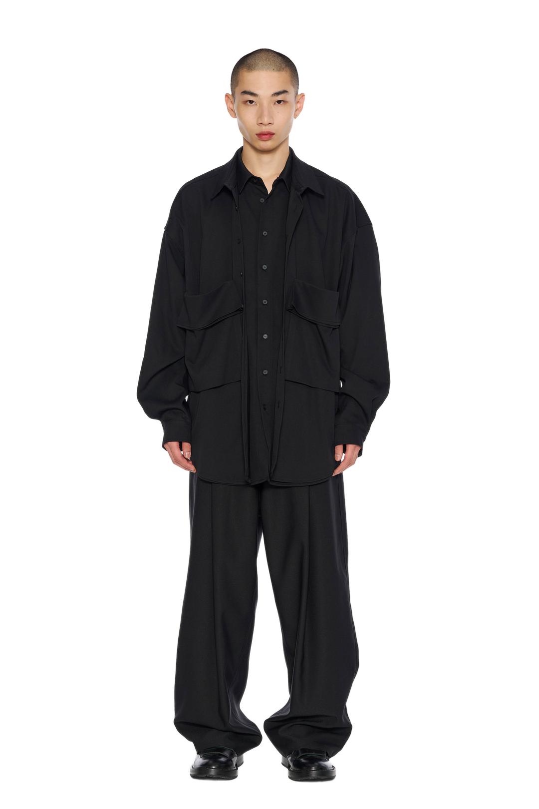 BLACK DOUBLE LAYERED POCKET SHIRT