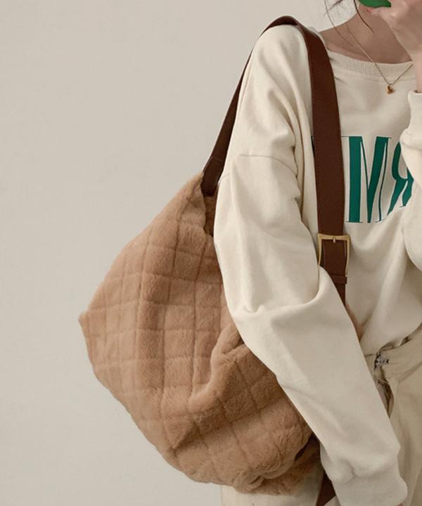 무료배송 3color 2way 페이크퍼 와이드 스트랩 숄더백 겸 크로스백