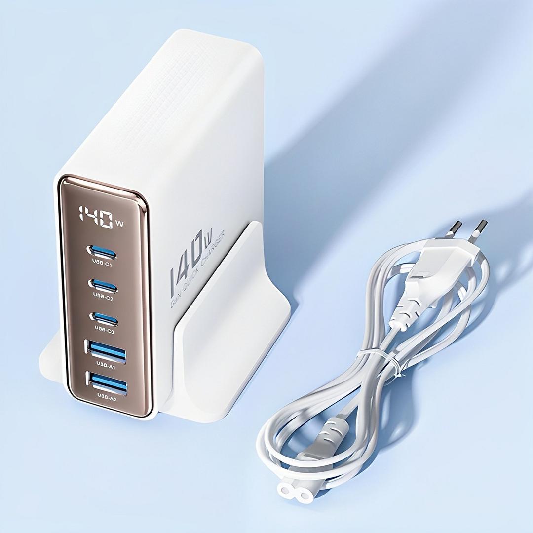 Toocki 투키 GaN 140w LED 디스플레이 3C2A 5포트 C타입 PD3.0 PPS 초고속 멀티충전기 - 충전기 | 쿠팡
