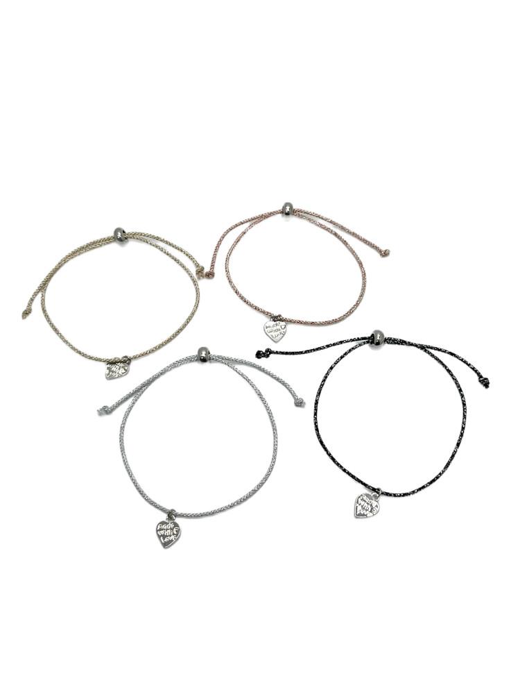(캔디시크) [엔시티위시 리쿠 착용] with love bracelet / 실팔찌 하트 실버 볼 끈 데일리 여름