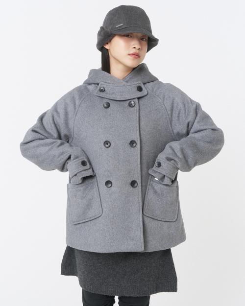 Hoodie double button coat GREY