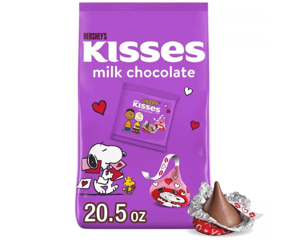 허쉬 키세스 스누피와 친구들 발렌타인 데이 밀크 초콜릿 32팩, 581.4g
