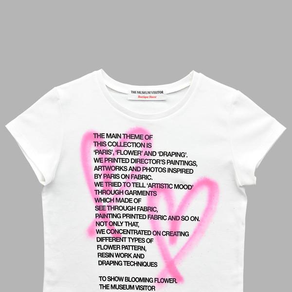 CROP HEART SPRAYED T-SHIRTS (WHITE)