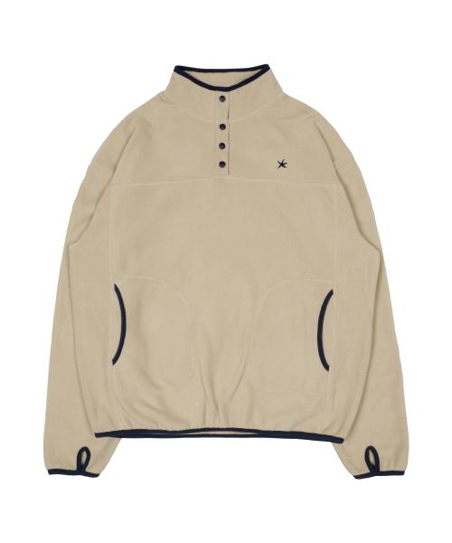 TCM half button fleece pullover (beige)