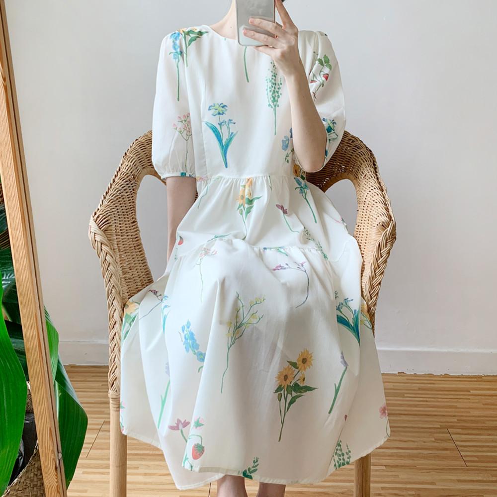 [로켓베이비돌즈] 네이처 원피스/여성 여리여리 여름 에스닉 플레어 롱 프린트 나염 꽃무늬