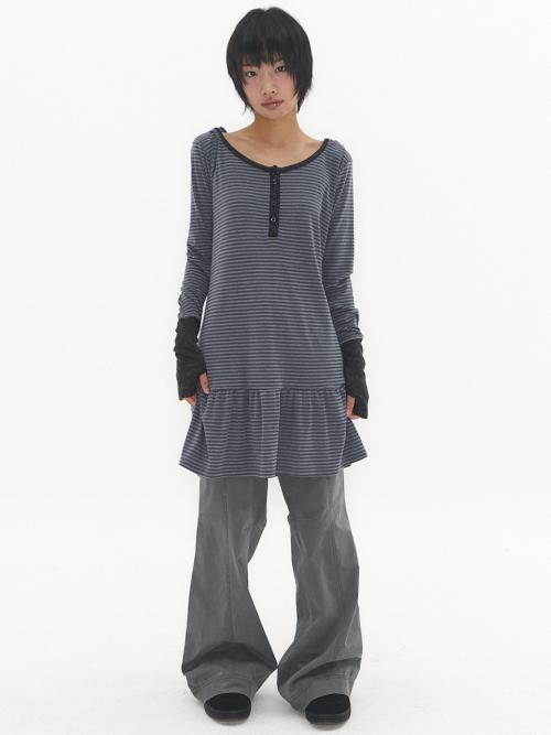 Relaxed Warmer Hoodie Dress Blue Grey