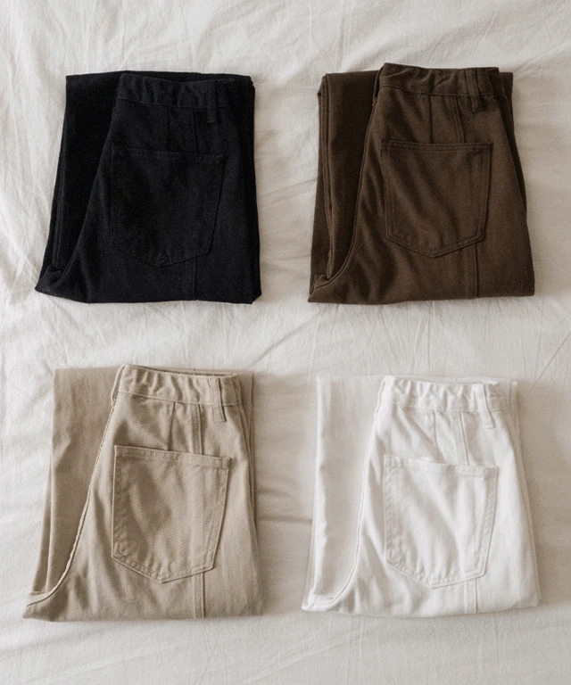 [숏,일반,롱]에디트 라인 절개 코튼 와이드팬츠 - 5size
