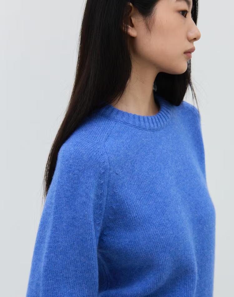WOOL CREW NECK KNIT / MARINE BLUE