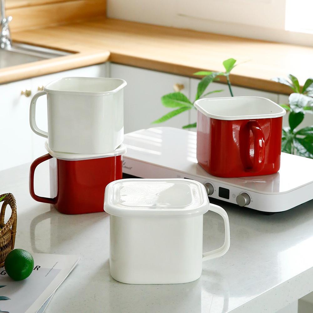 1인용 미니 사각 IH 법랑 라면냄비 2종 플라라 인덕션 보관용기 캐니스터 겸용