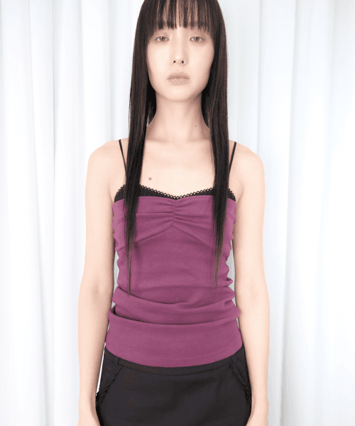 레이어드 소프트 니트 캐미솔 *와인