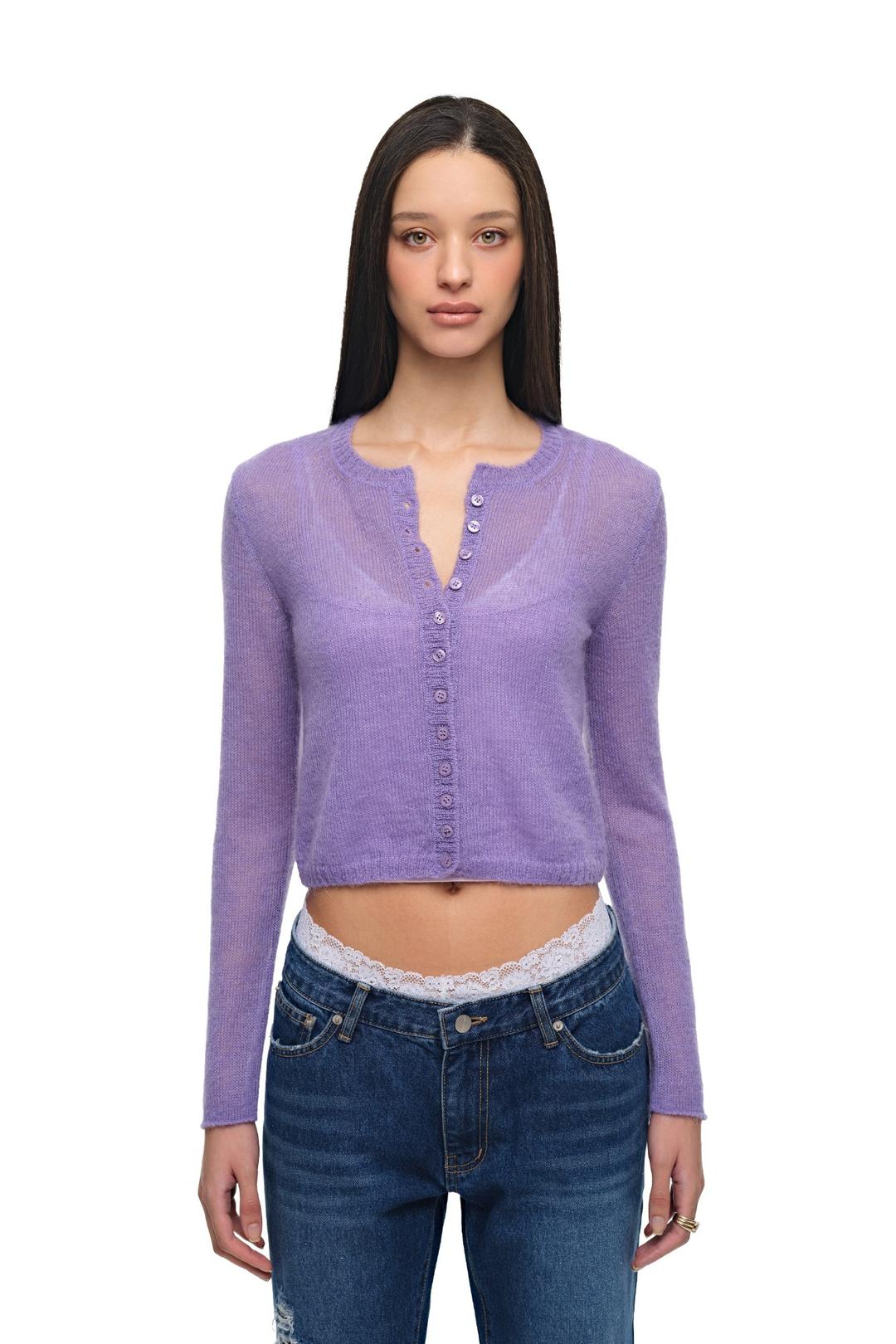 MOHAIR SLIM-FIT CARDIGAN (LAVENDER)
