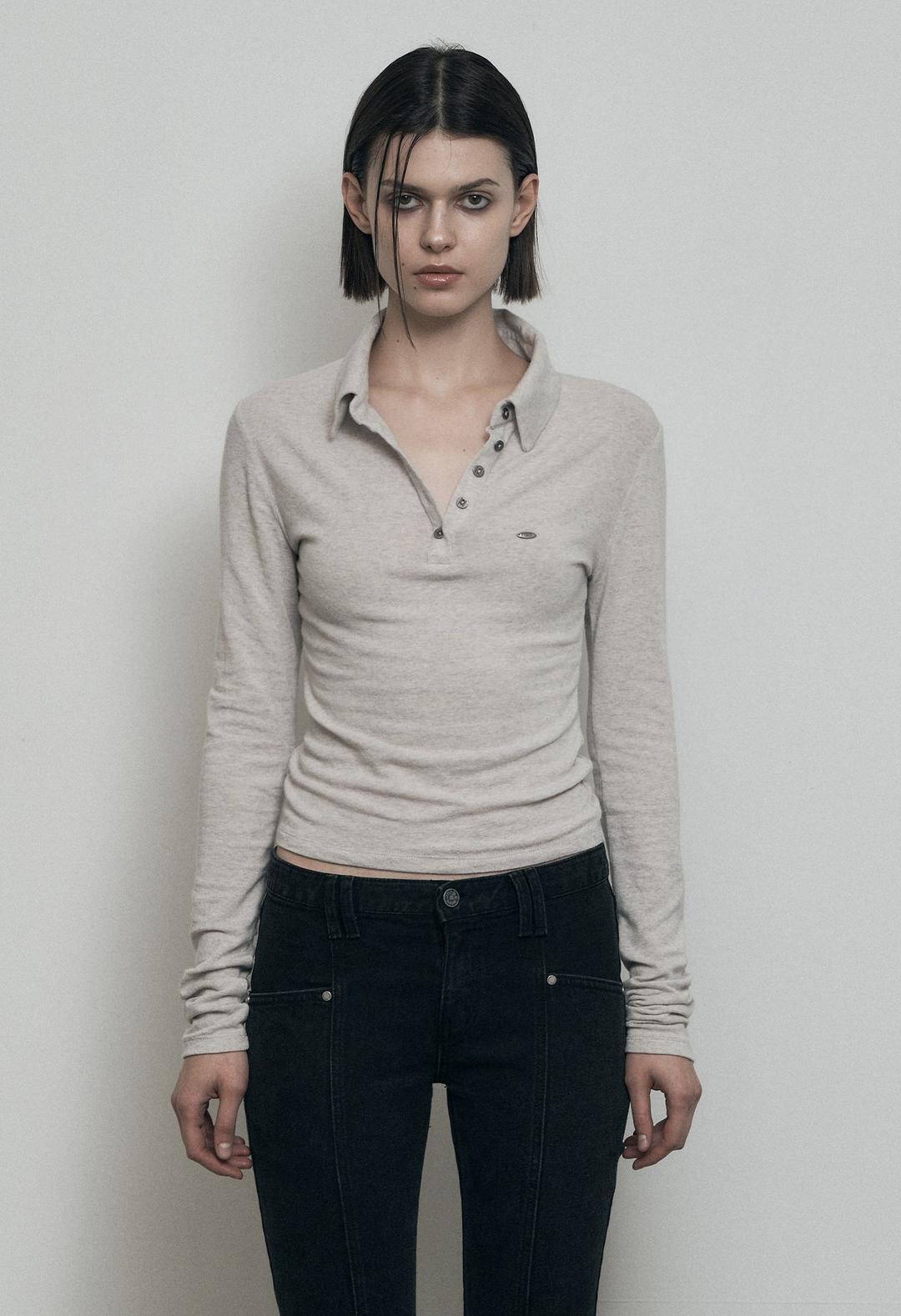 SOFT HALF COLLAR SHIRT, OATMEAL