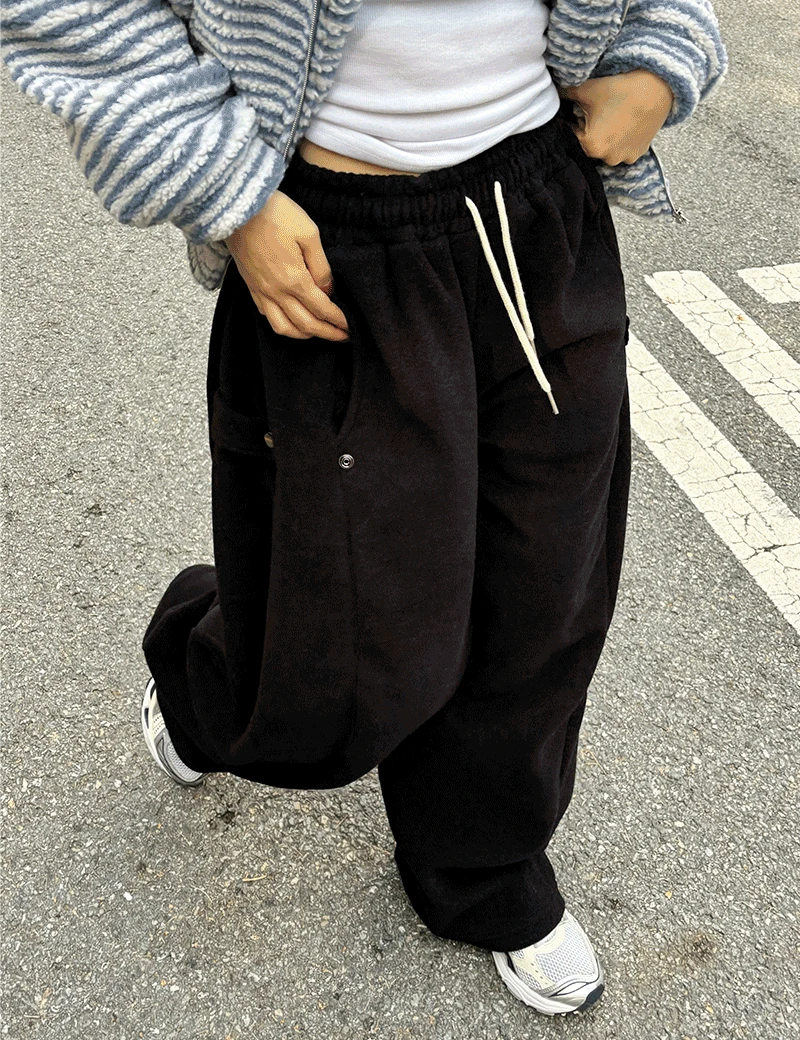 델루 투웨이 후리스 비조 와이드 밴딩 팬츠 - 6 color