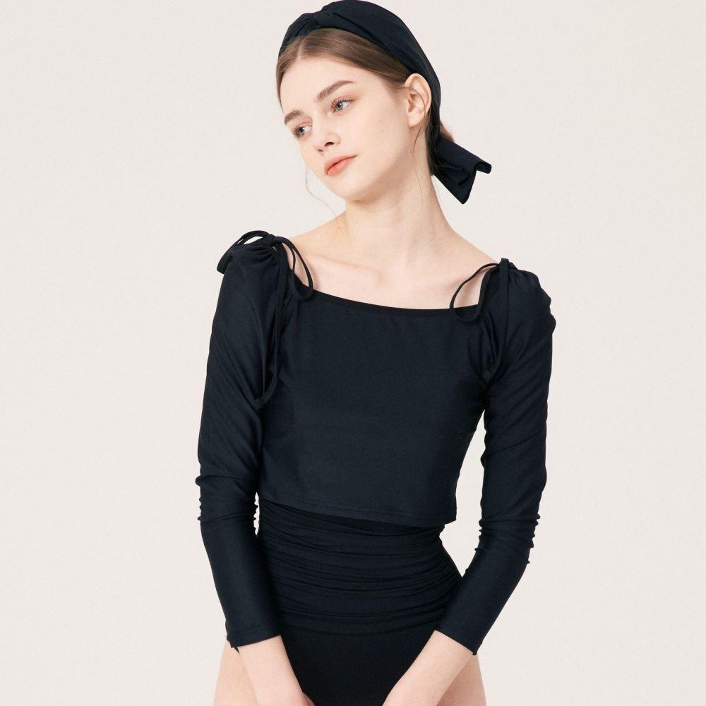 [PINO BLANCO​] Black Crop Swim T-shirt