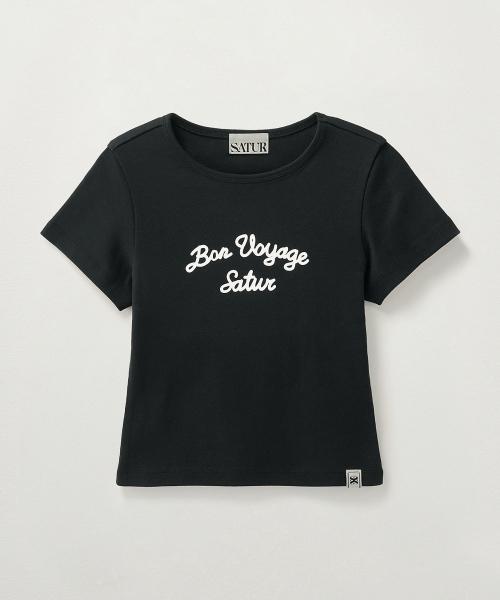 (W) 본 보야지 슬림 핏 크롭 티셔츠 블랙
