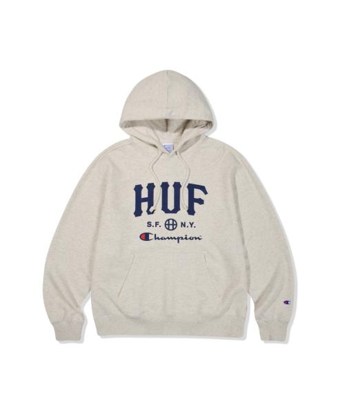 HUF X CHAMPION SWEAT HOODIE [CREAM]