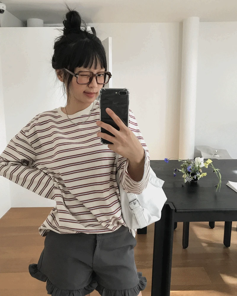 EGG ROUND STRIPE SLEEVE T