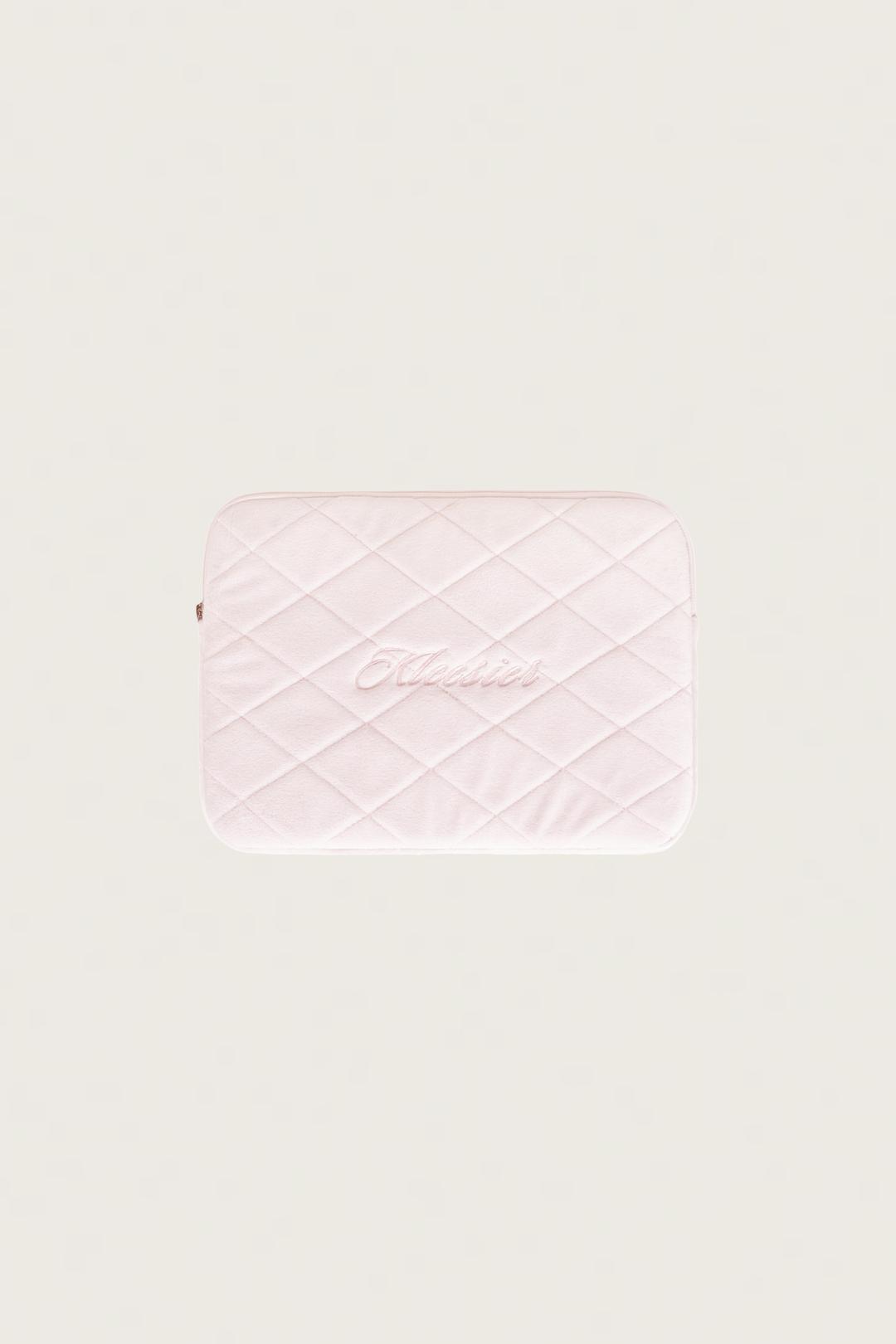 Sugar crush quilted laptop pouch, Baby pink