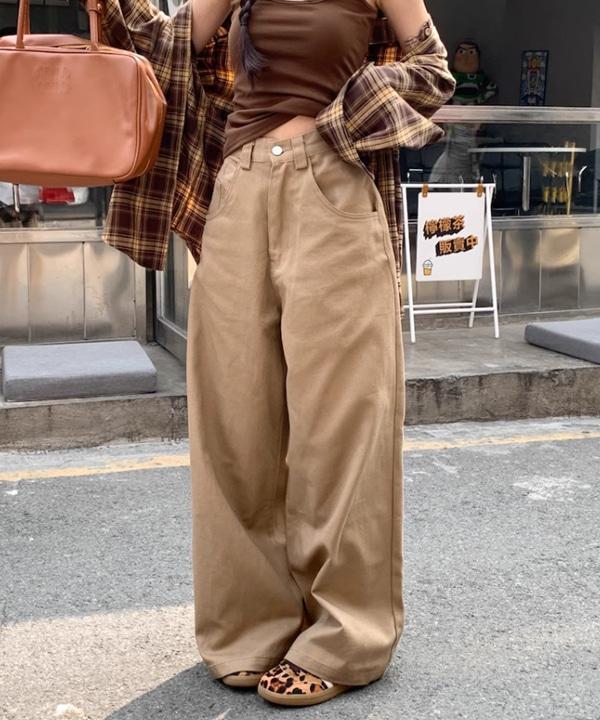 무료배송 초코피넛 와이드 코튼 팬츠 (브라운)