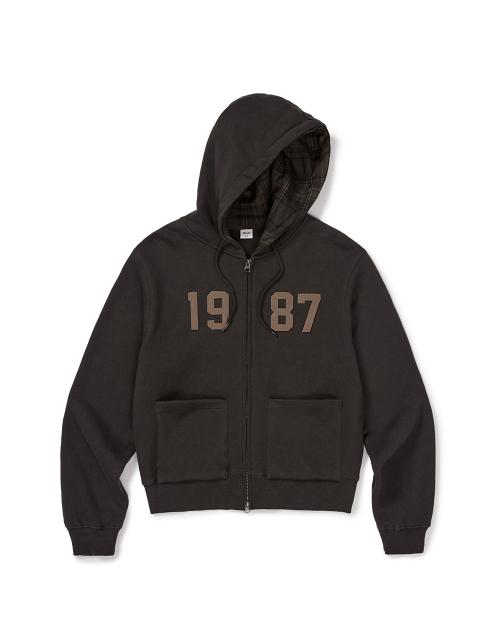 [Mmlg] CHECK PATTERN HOOD ZIPUP (WOODY BROWN)