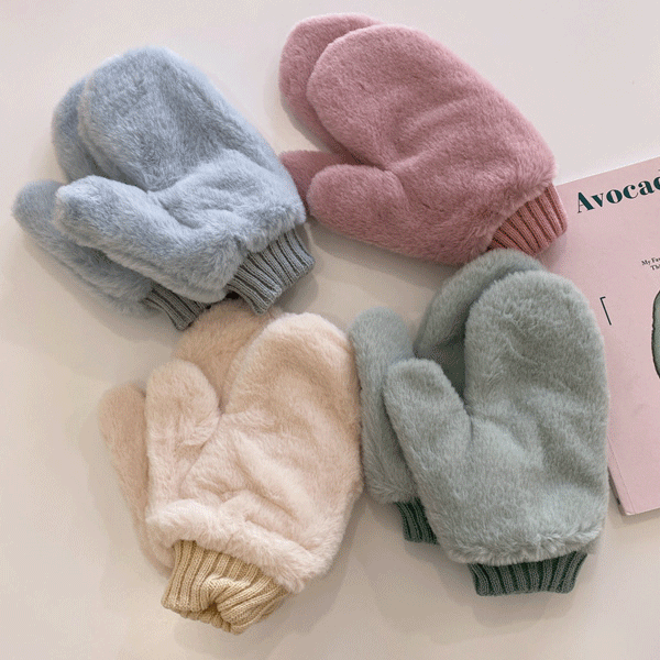 극세사 밍크퍼 커플 장갑 벙어리 장갑