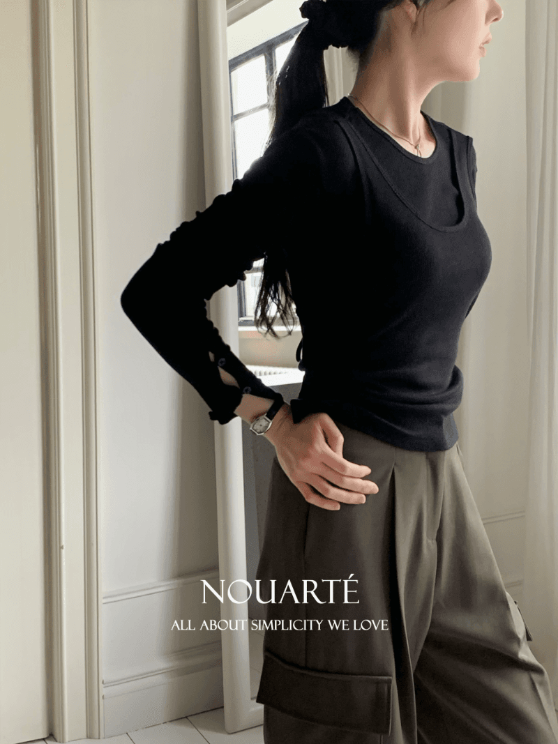 [NouArté] 소르테 텐셀 소프트 레이어드 탑 (블랙)