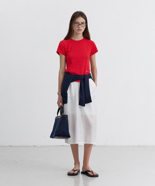 CURVED HEM SLIM-FIT TOP_UDTS5B225_RED