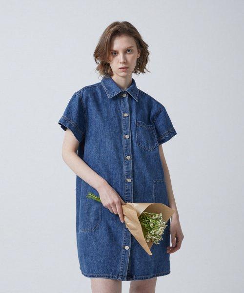 RP175 셔츠형 데님 원피스