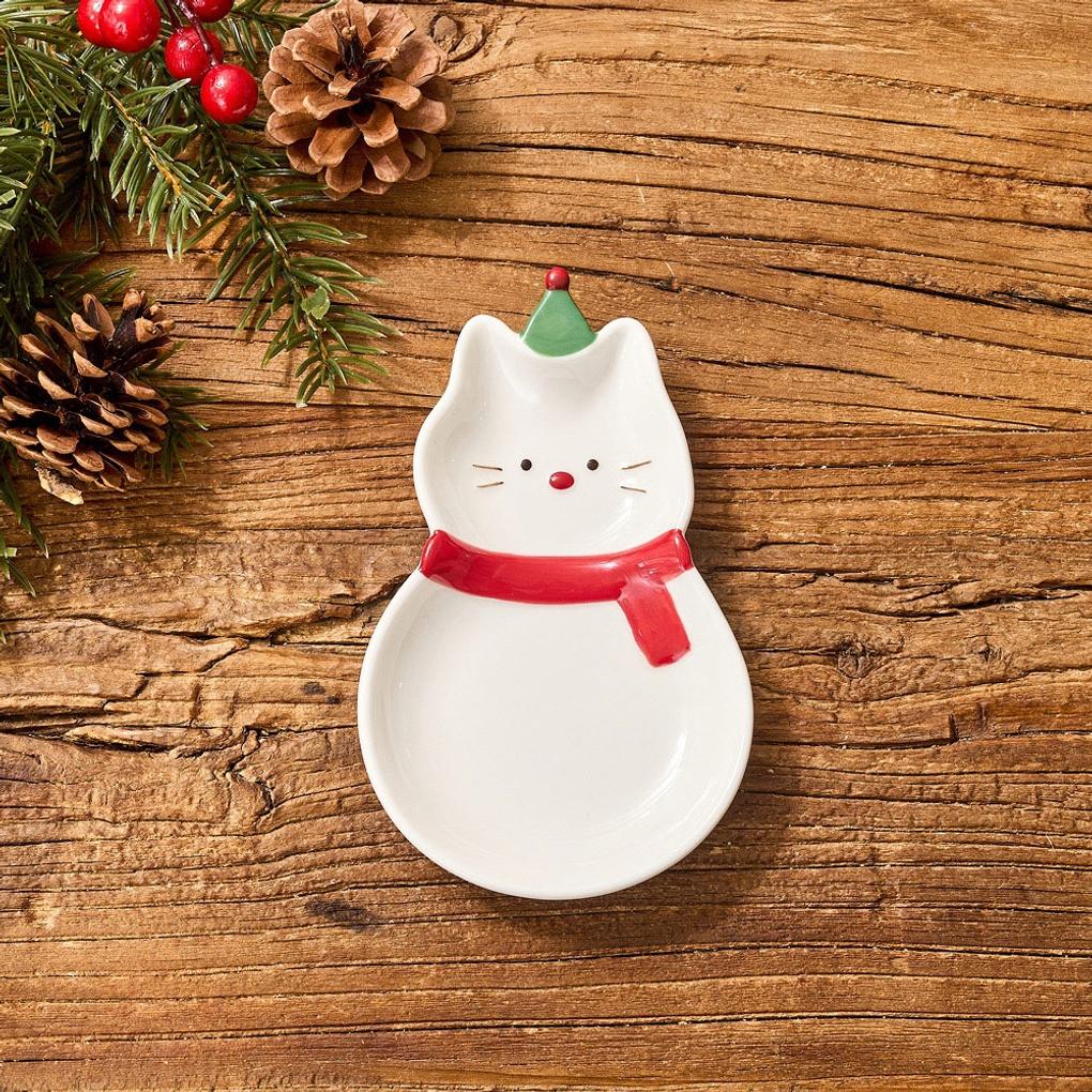 [띠배너 클릭][15%+1천원 쿠폰]L 포근한 겨울 눈뚱냥 형태접시 L15.5_NK9125044