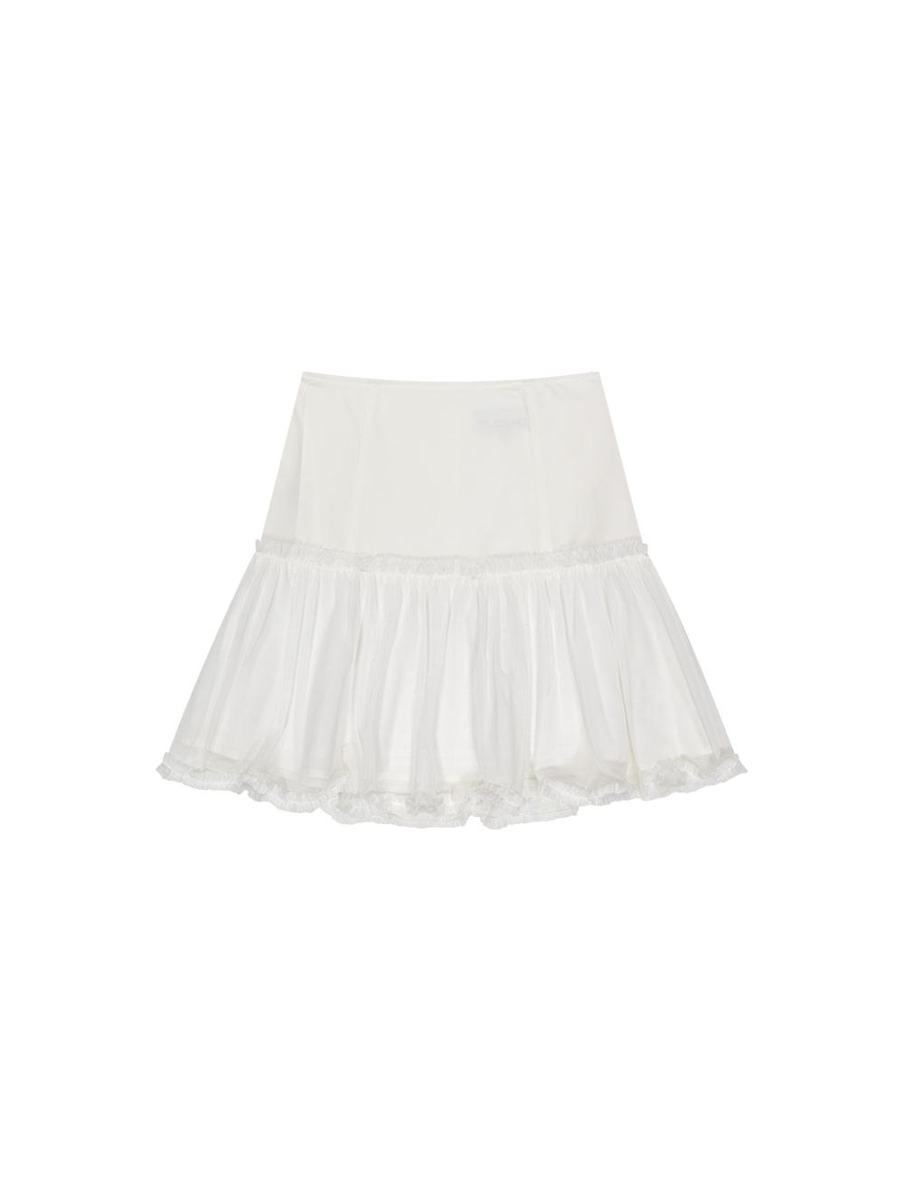 MESH FRILL LAYERED SKIRT [WHITE]