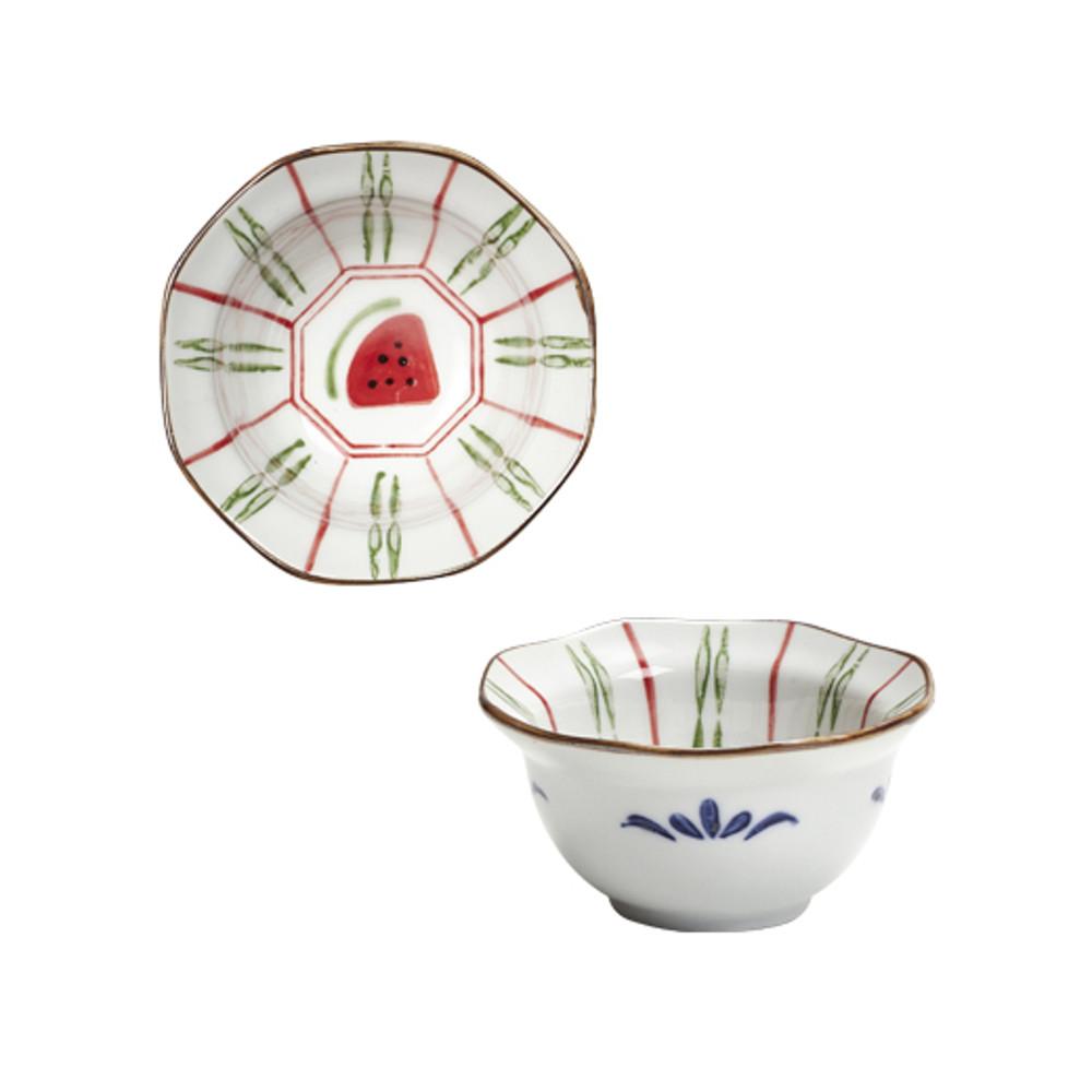 일식식기 하이토 수박 팔각찬기 일본풍 도자기 그릇