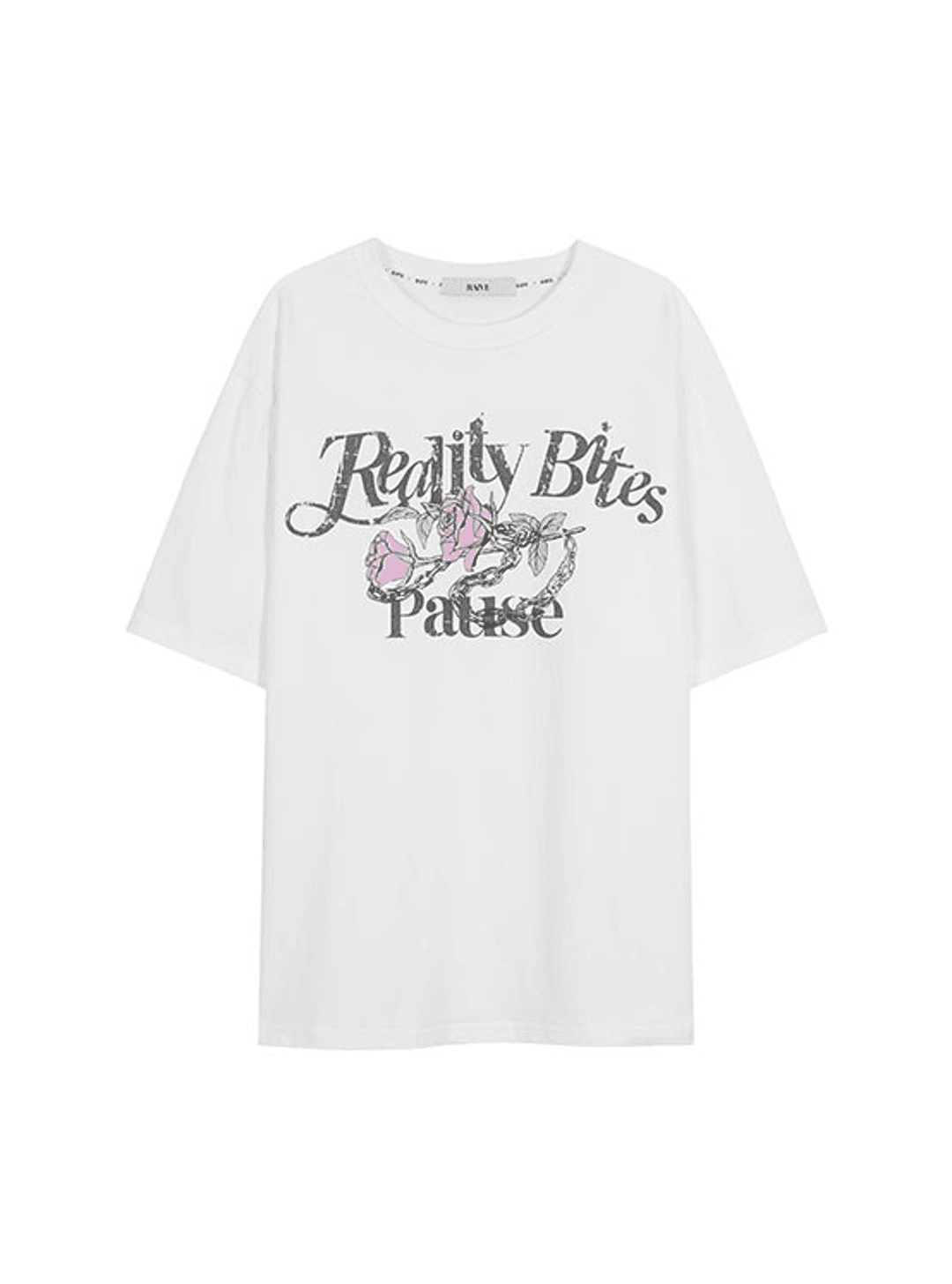 Rose-Chain Graphic T-Shirt in White VW3ME270-01