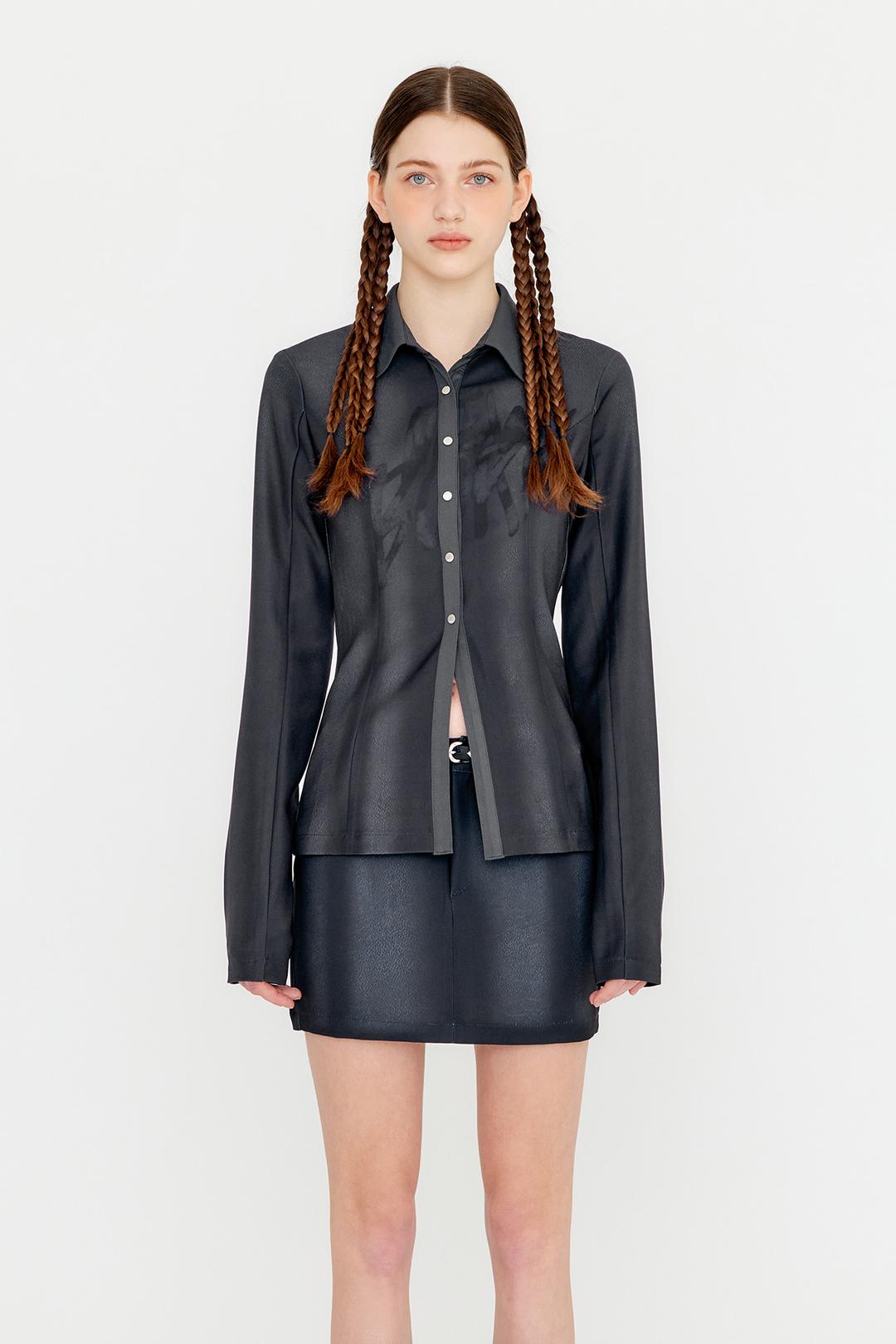 FULL PRINTED SHIRT TOP - GRAY(3/3일 예약배송)