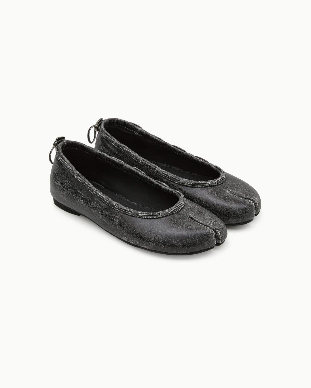 Leather String Flat / Vintage Black