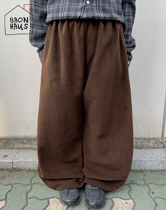 [무료배송][BAONHAUS] 코던드 후리스 기모 밴딩 벌룬 와이드 팬츠 (3color)