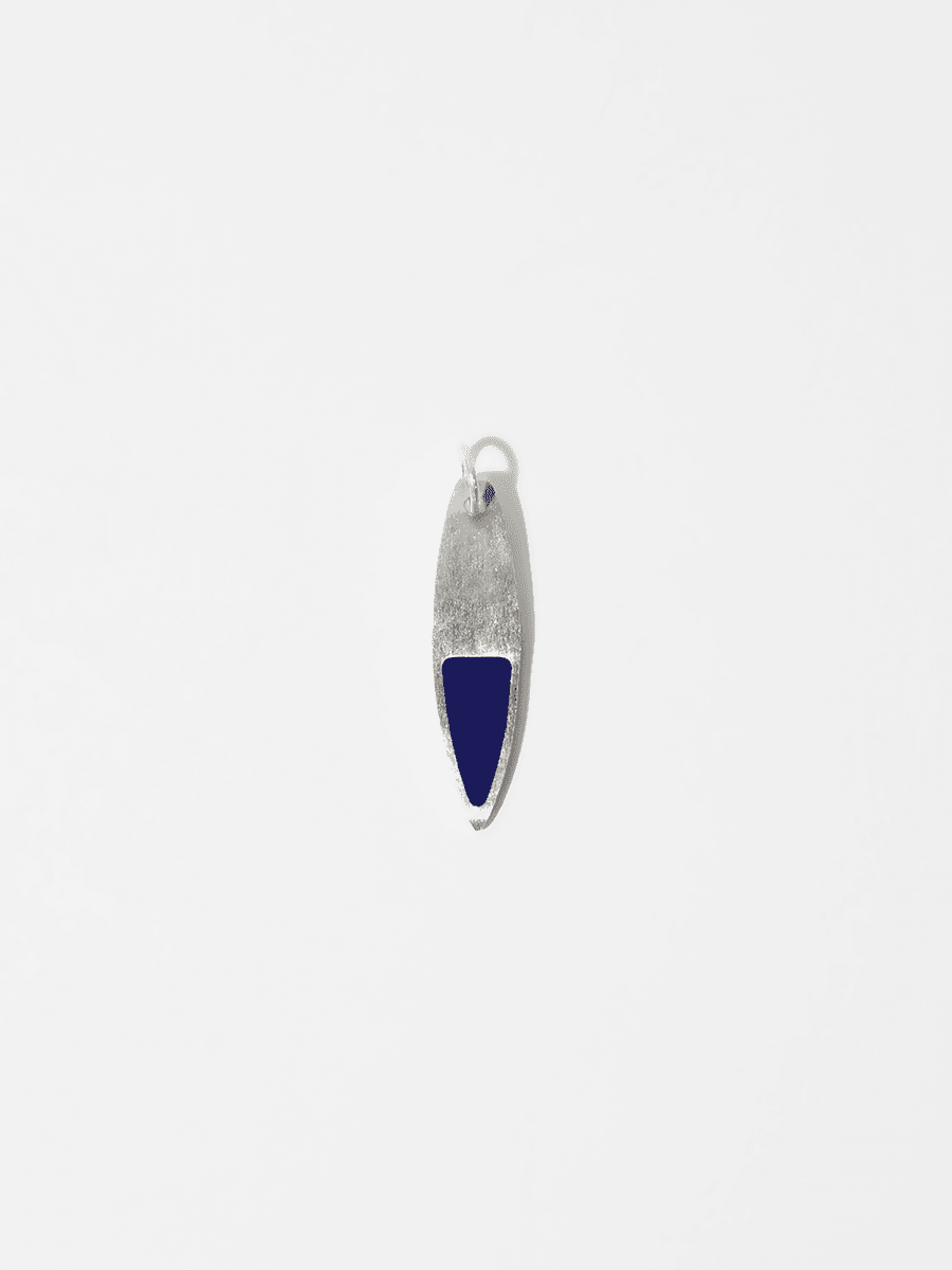 Silver Surfing Surfboard Pendant (Blue Shortboard)