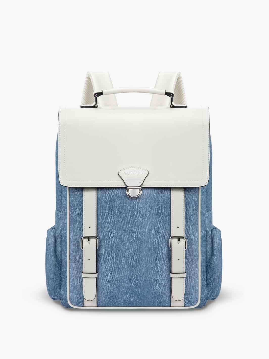 Denim-Inspired PU Fabric 15.6-Inch Backpack - Denim imitation